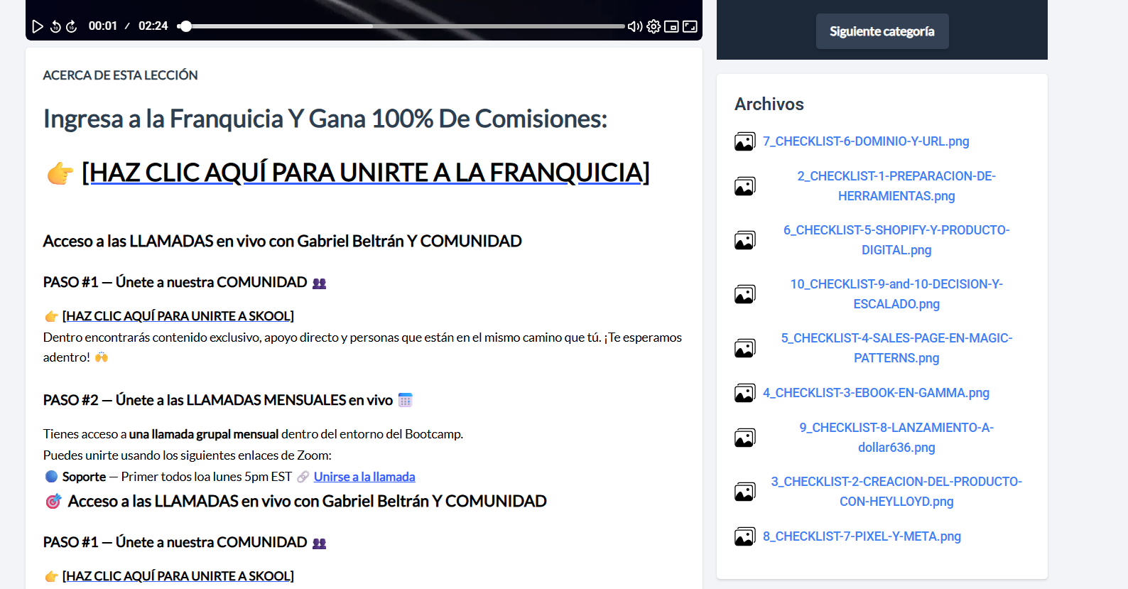 Checklists y recursos descargables